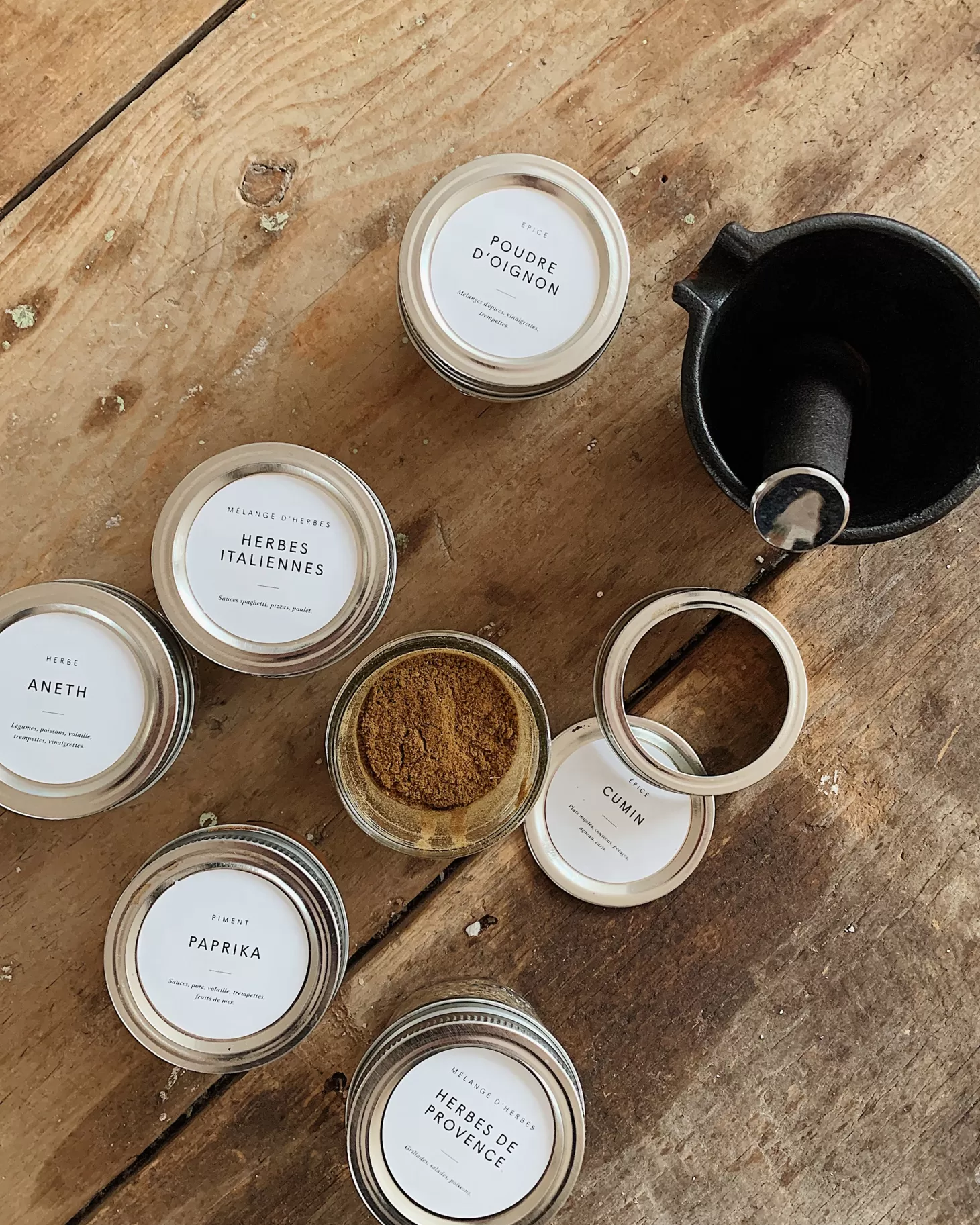 Trois fois par jour Autocollants Pour Pots D'Epices New