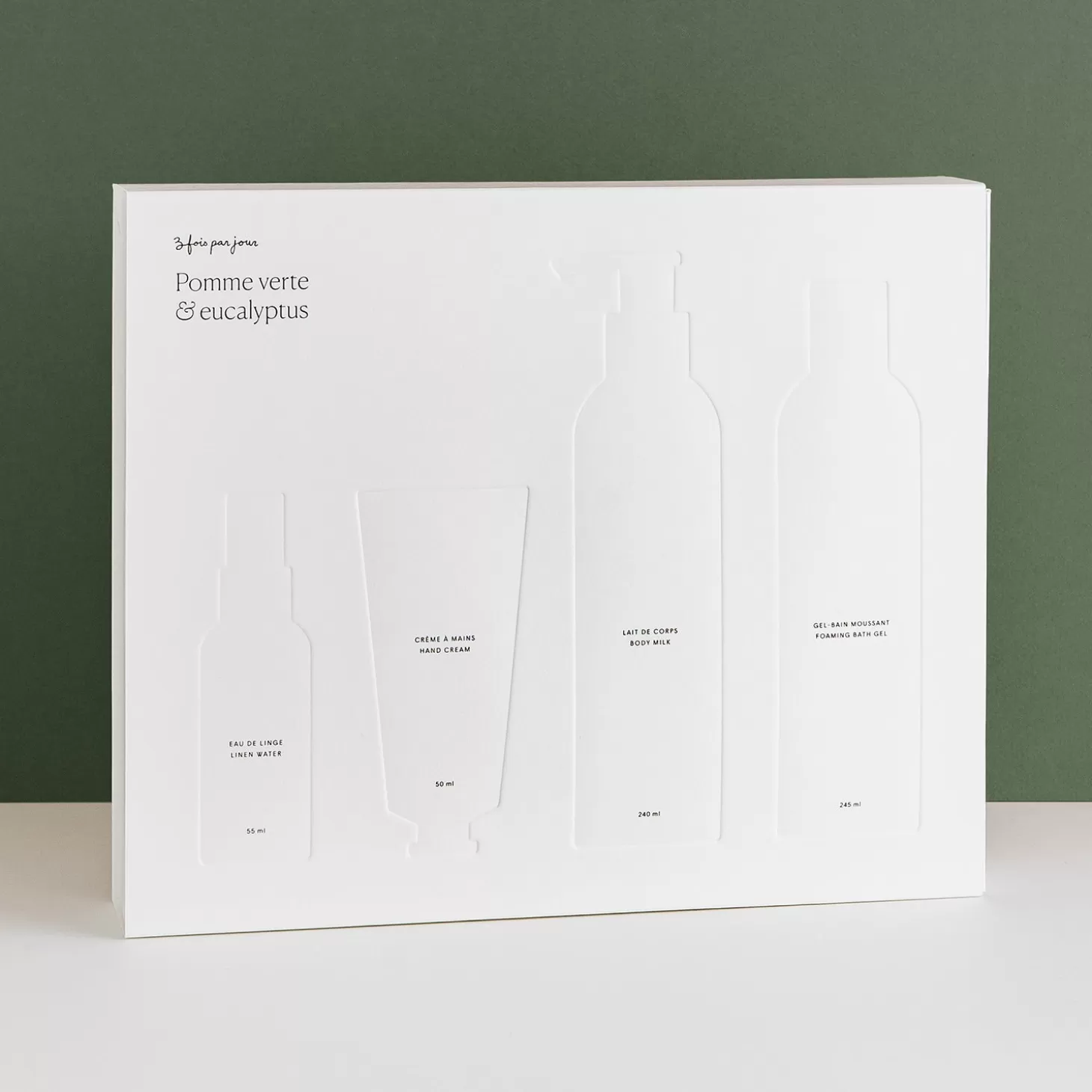 Trois fois par jour Coffret | Produits De Soins — Pomme Verte & Eucalyptus New