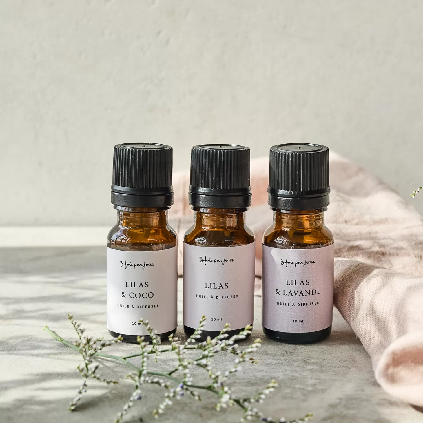 Trois fois par jour Coffret Decouverte | 3 Huiles À Diffuser - Lilas Cheap