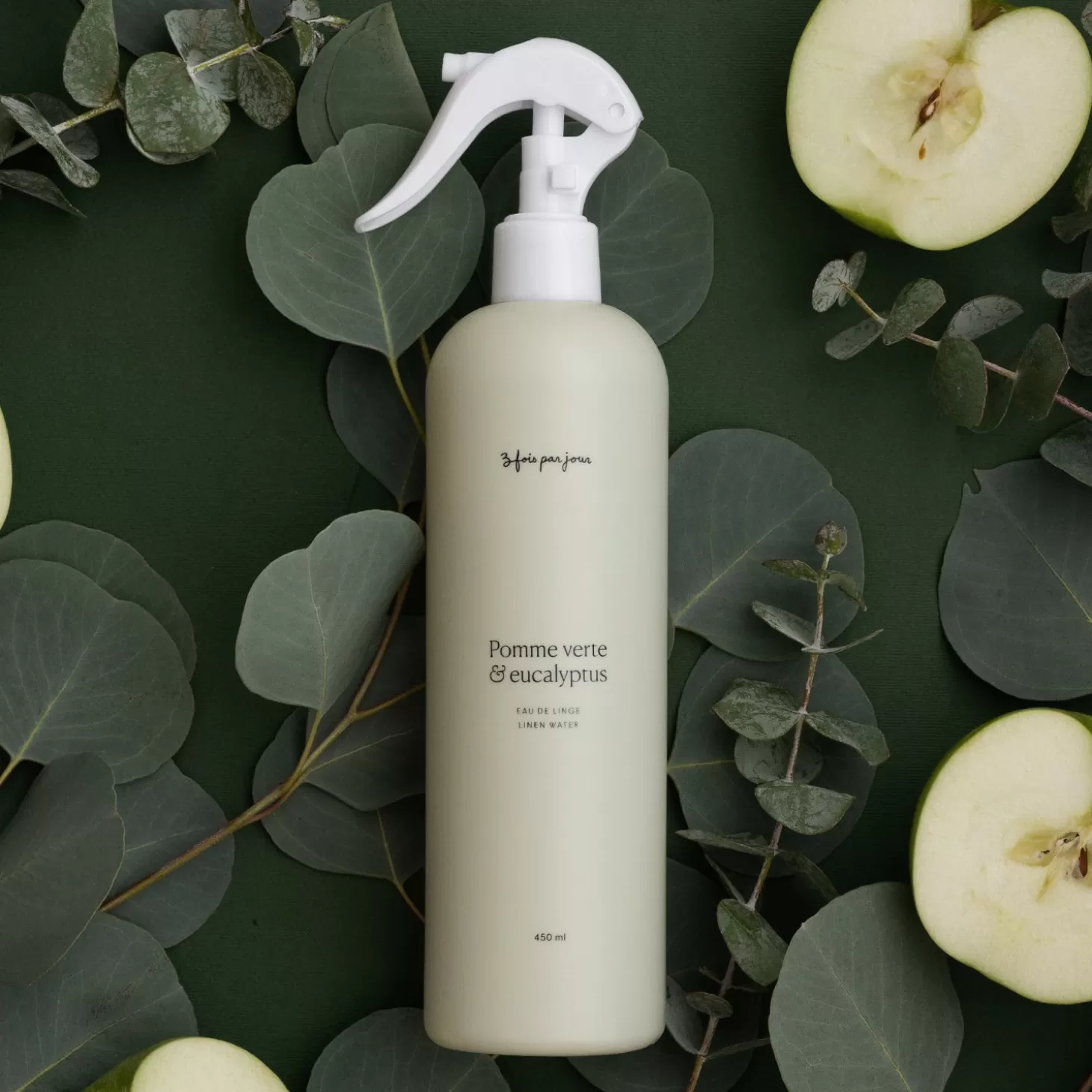 Trois fois par jour Eau De Linge — Pomme Verte & Eucalyptus — 455 Ml Sale