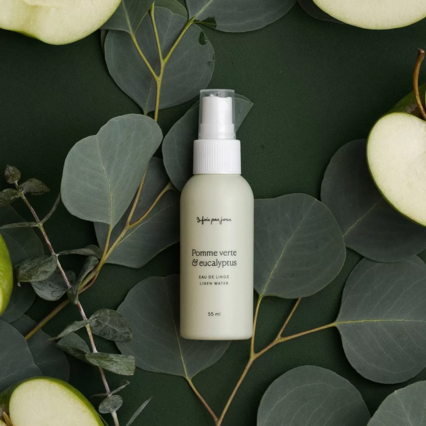 Trois fois par jour Eau De Linge — Pomme Verte & Eucalyptus — 55 Ml Clearance