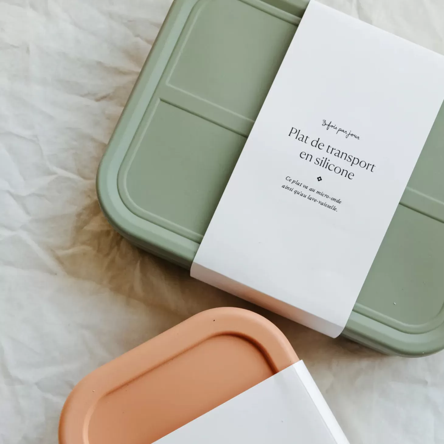Trois fois par jour Plat De Transport En Silicone - Sauge Outlet