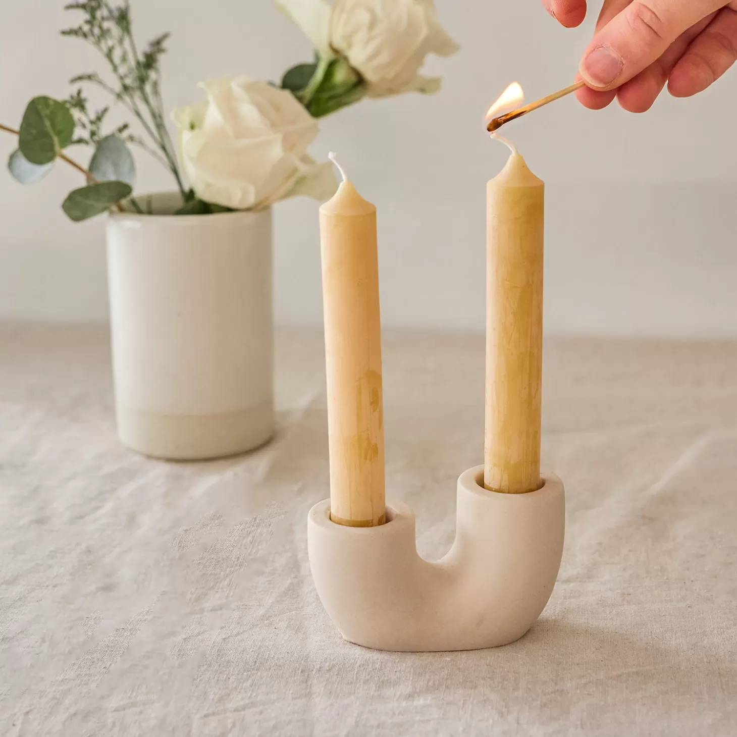 Trois fois par jour Porte-Chandelle En Céramique Petit Best