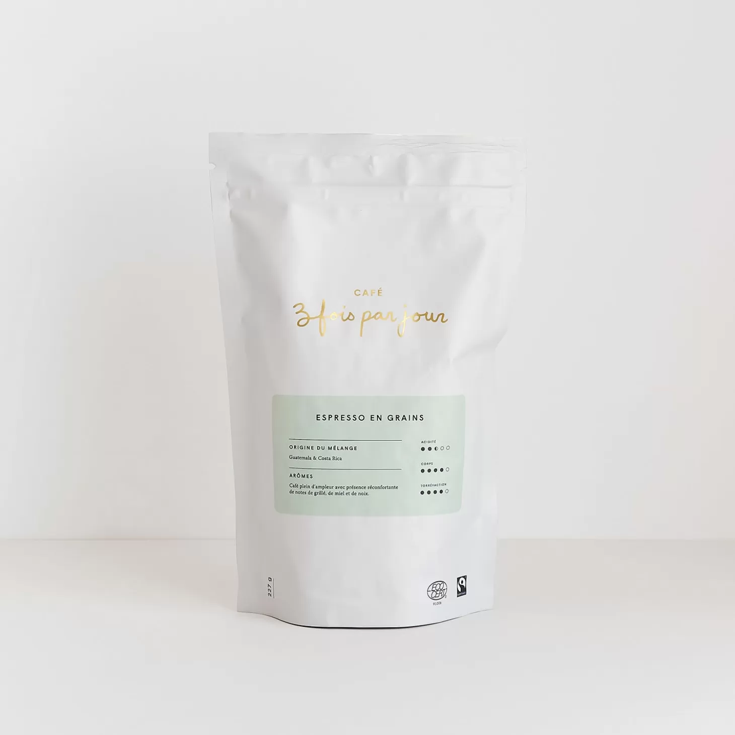 Trois fois par jour Sac De Cafe Espresso En Grains Cheap